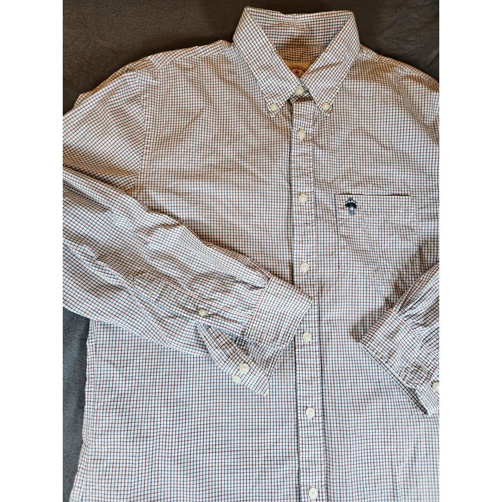 Brooks Brothers Red Fleece Button Down Shirt L/S Red White And Blue Check XLarge